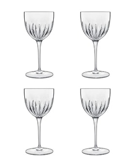 Fire klare Nick og Nora cocktailglas med slank stilk